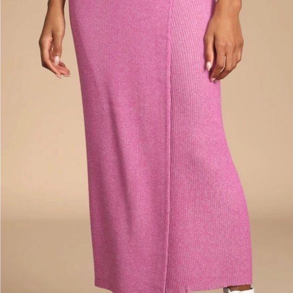 Free people Borderline Pink Ribbed Knit Wrap Midi Skirt - Picture 4 of 8